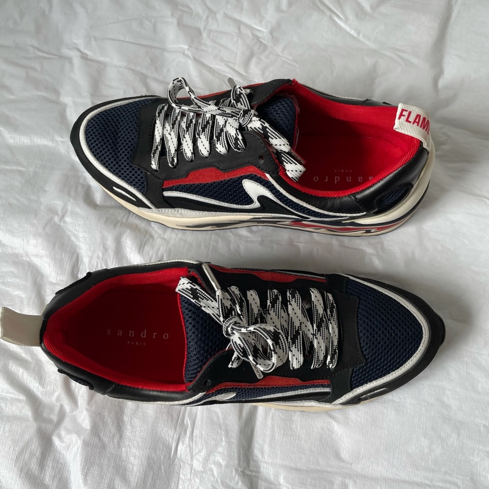 SANDRO FLAME SNEAKERS DARK NAVY SIZE EU 40/USA 9-9.5 NWT - Picture 5 of 16